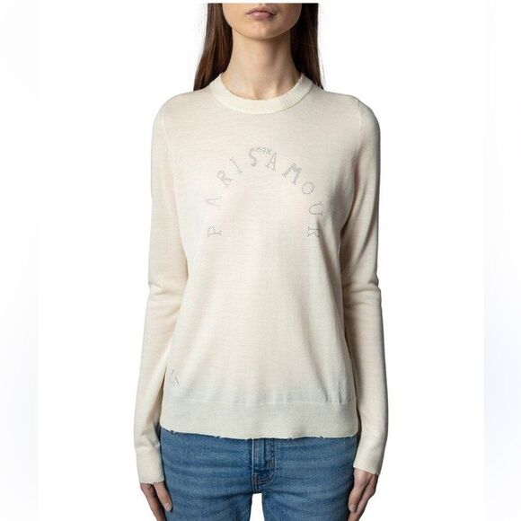 Zadig & Voltaire Sweaters - Zadig & Voltaire Little Miss Paris Amour Strass sweater NWOT MEDIUM